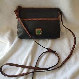 Dooney & Bourke Black Crossbody Bag with Brown Trim